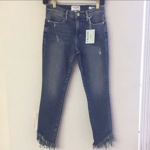 FRAME Le High Shredded Raw Skinny Jeans sz 26